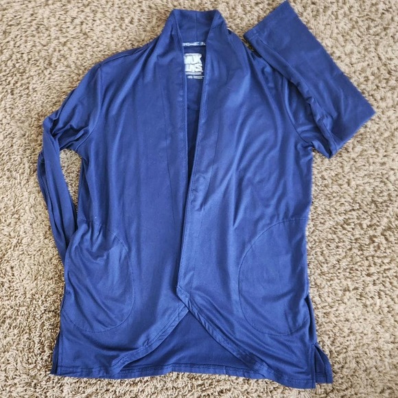 MUK LUKS long sleeve blue open front cardigan size PS pockets - Picture 4 of 5